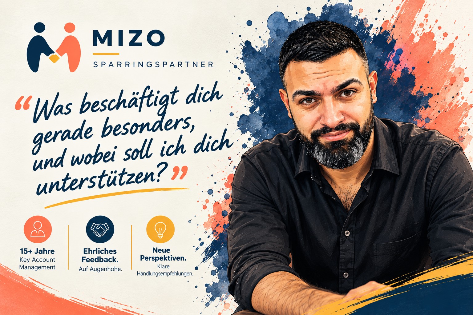 Originale MIZO-Illustration mit Logo und Signatursatz